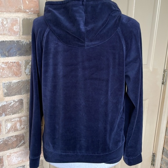 AMBIANCE Navy Dark Blue Velour Kangaroo Pocket Hoodie Pullover Size Med - Picture 4 of 8